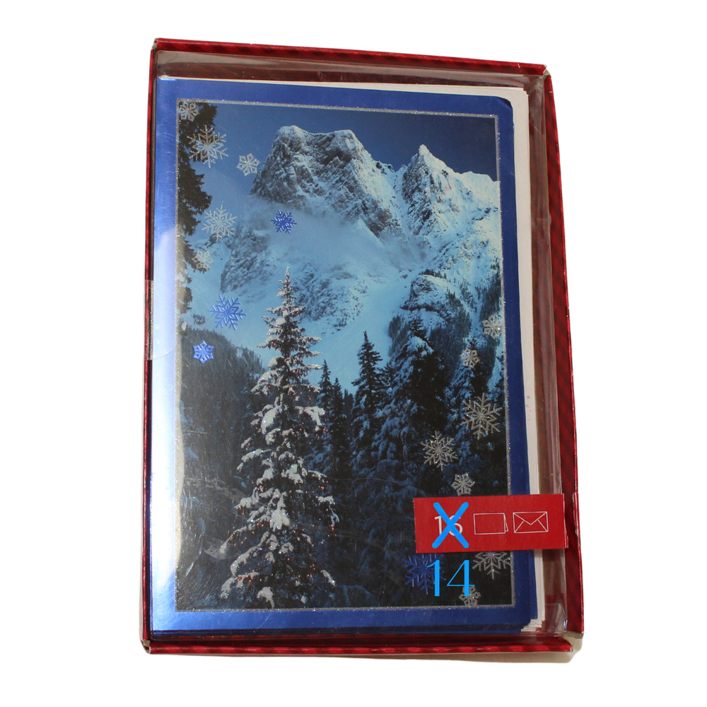Hallmark Image Arts Christmas Cards Snow Trees Mountain Blue Snowflake Lot of 14